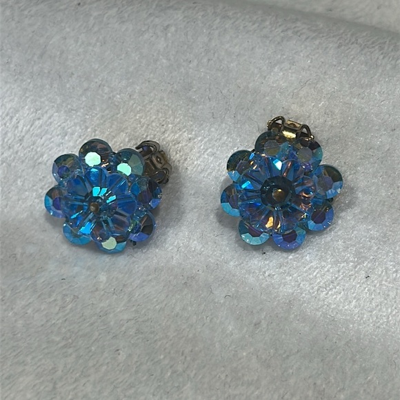 Vintage 5 pairs of stunning Silver Red blue clip and pierced Earrings set - Picture 3 of 7